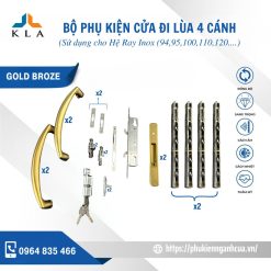 Cửa đi lùa 4 cánh rãnh hệ inox