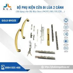 Cửa đi lùa 2 cánh rãnh hệ inox (94,95,100,110,120....)