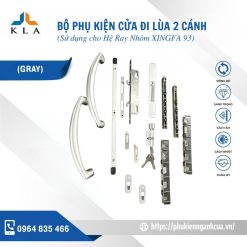 Cửa đi lùa 2 cánh rãnh hệ ray nhôm XF93